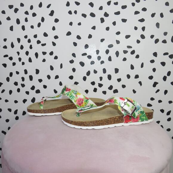 Giulia Palai Floral Print Cork Footbed Girls Slip On Sandals - Picture 4 of 8